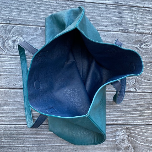 Magnetic Snap Turquoise Tote Shoulder Bag Purse - Picture 3 of 8